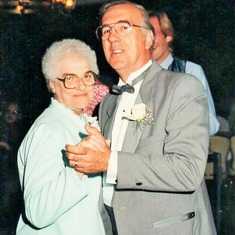 Arvin & his mother.  Hazel Hagen loved to dance.  After her husband died in 1983, Arvin made sure he always danced with her (June 1989).