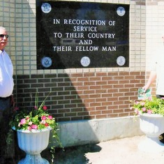 Alden & Chuck at the new military memorial in Grenora, ND (2006).