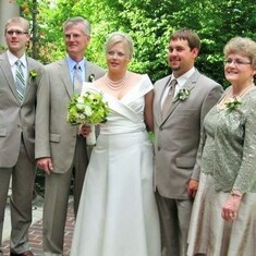 Audra's wedding to Cory Grunhovd.  The expanded family:  Erik, Allan, Audra, Cory & Marla.