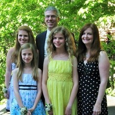 Brent's family at Audra's wedding.  Back: Emily & Brent.  Front:  Amanda, Cassandra & Michele.