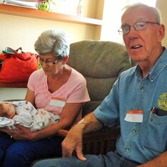 Audra & Cory's new daughter, Astrid Allyn Grunhovd, with Great-Grandma Bev and Great Grandpa Arvin Hagen (2012)