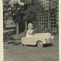 my pedal car ,Mum brought this new for me in 1959 approx ..wish i still had it ,memories ..