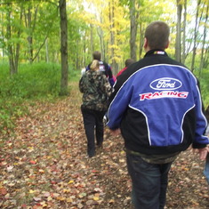 Haley, Luke and Dimitri walking on the beautiful trail that Antigo has!