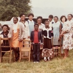 1979 Abbots Hill School picnic, Aunty Funke on her many visits bringing us all together.