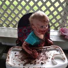 Avavins first birthday party, she destroyed her smash cake