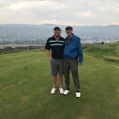 Kam and Dad during their golf game on September 7, 2018