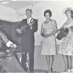 1964 - Awna -age 18 with his dad, the clown, his mother and sisters doing a skit at a community event