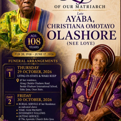 Ayaba Christiana Omótáyò Ọláshòrè ( 1918- 2026)