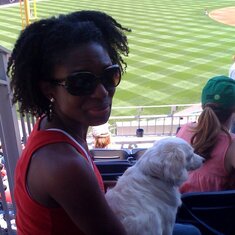 Tracy made a new friend at the stadium! 