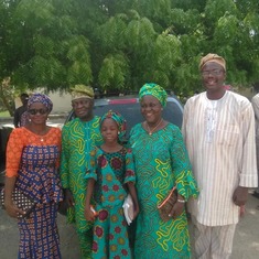 Mr & Mrs Mrs Kayode Ajayi and Faith Kayode with Mama and Baba Adepoju after Retirement services@Chapel of Victory Bayero University Kano in June,2019