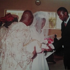 Prof Standing as a father at Nike&Kayode wedding,nov,2005@Ecwa Chapel Ilorin