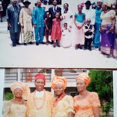 Daddy with group pic on his wedding day and on Akpo wedding day with us