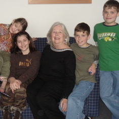 Mom and grandkids (Sarah, McKayla, Logan and Chase) on her 70th birthday weekend getaway.
