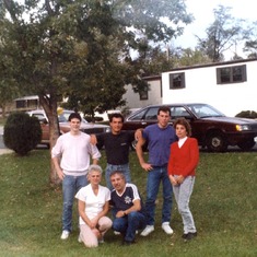 From left: Marc Dean (Son), Paul Longenecker (Stepson), Daryl Longenecker (Stepson), Dawn Longenecker (Stepdaughter), Barbara and Warren Longenecker (Second Husband) October 1988 (44 years old)