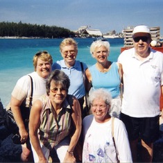 From left in back: Mary Dean (Sister-in-law), Sylvia Package Rodgers (Childhood Friend), Barbara, Ted Rodgers (Syl's Husband), in front: Kathy Nieman (Mary's Cousin), Beth Greenwood (Friend) in the Bahamas in 2008 (64 years old)