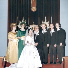 Barbara and Ken Dean Wedding February 20,1965 (20 years old) From left: Mary Dean (Sister-in-law) Helena Jessel (Maid of honor), Barbara, Ken Dean (1st Husband), Paul Hurlbut (Best man), Richard MacFarland (Usher), David Dean (Usher and Brother-in-law)