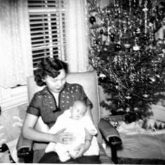 Mom and Cathy - Cathy's 1st Christmas, 1955. 