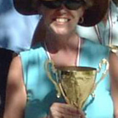 Barb on the winning Blue Team at the Central California Alliance for Health Winners' Cup challenge, 2004.
