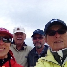 Barbara & David with their friends Maureen & John Nolan on a foggy day at the Cape