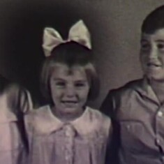 Barbara is age four here. She grew up with Alan Blair (left) and Paul Crane (right).