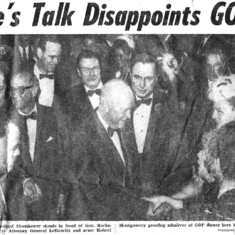 Barbara shaking hands with President Eisenhower captured in the NY Post in 1961