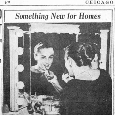 Working at the Chicago Gift Show 1961 with her classic bun, which she wore for many years, captured beautifully by the Chicago Tribune 1961.