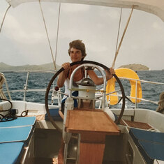 Barbara Mooney sailing in the British Virgin Islands