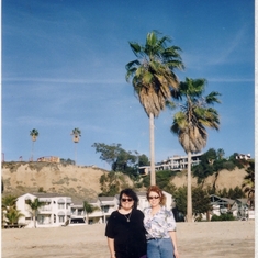 2003-Barbara & Vicki at the Beach (photo on Barb's fridge door)