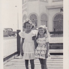 Late 1940's Barb & Essie are all dressed up outside the Santa Monica Merry-Go-Round.