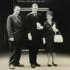 Barry on his graduation with mother Maud and father Bill.