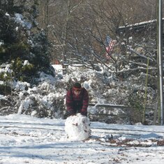 Barry making the snowman base