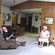 Lorene and Barry reminiscing about old times on Sapelo Island in Lorene's house in Alamagordo NM Jun