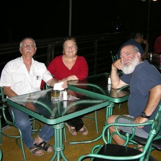 Yesha and Ora Hadas with Barry at the restaurant operated by their son on the Jordan River at the so