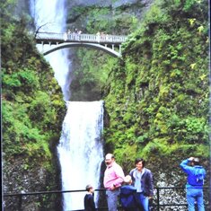 Jared, Barry, Aaron and Juan Gonzalez at Multnomah Falls west of Portland summer 1991.