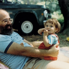 Barry and Jared at the Fourth of July picnic in Hog Hammock on Sapelo, summer 1985