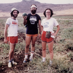 Barry with Canadian friends Marty and Barb King on hike in the hill above Tiberias, Israel 1980