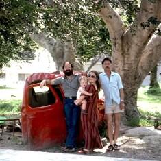 Barry, Orah and Yesha Hadas with their younger son Own on kibbutz Degania Aleph 1980