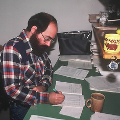 Barry writing lab notes in our office in the KKL 1980