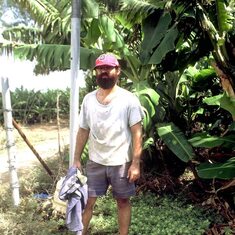 Barry working in the banana orchards of Kibbutz Amiad, fall 1979
