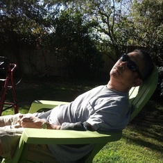 Barry Relaxing in the Backyard.