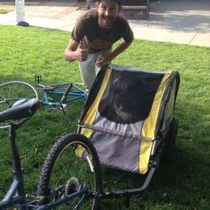 Beau getting ready to give Sheva his dog a ride in Missoula, MT 2014