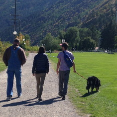 Jim ,Rebecca & Beau, Shiva, Sept 12, 2014 on our hike in Missoula, MT IMG_0460