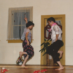 Dad and Tita Remi dancing the Tinikling.  Mom and Dante were doing percussion/bamboo clicking...