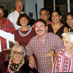 2007 Year End Party in Benji's Haiku Gardens Townhouse in Kaneohe (front): Benji, Bill Feltz, Barbara Smith; (back) Ric, Louie Doody, Dolly Strazar, Wendell Ishii, Haji, Yoko Kurokawa