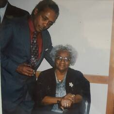 This is a picture of Bernard ("Junior") with Aunt Marjorie playing it "cool"  :-)