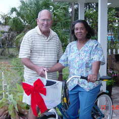 Summer 2009  We gave this lady a ride and while talking to her found out her bicycle (her only form of transportation) had been stolen.  Bernie bought her a new bicycle.