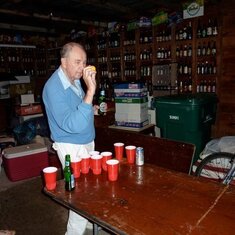 Papa playing beer pong at his 90th birthday.