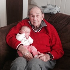 Papa with great-grandchild Harper, 2/2014