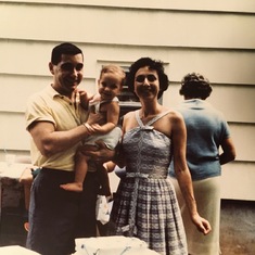 Dick and Bernice hosted David's 1st birthday party (backyard at their home in Livingston)