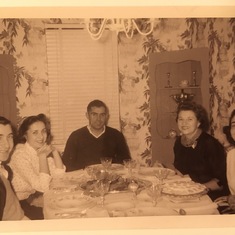 Dick, Bernice, Sandy Harmelin, Hannah Schnell, Georgene Harmelin (Harmelin apartment 1956)